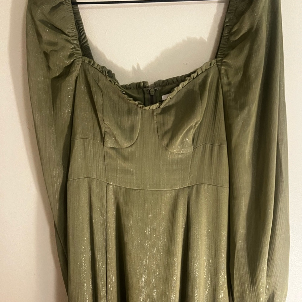 Bar III Shimmering Olive Long Sleeve Dress